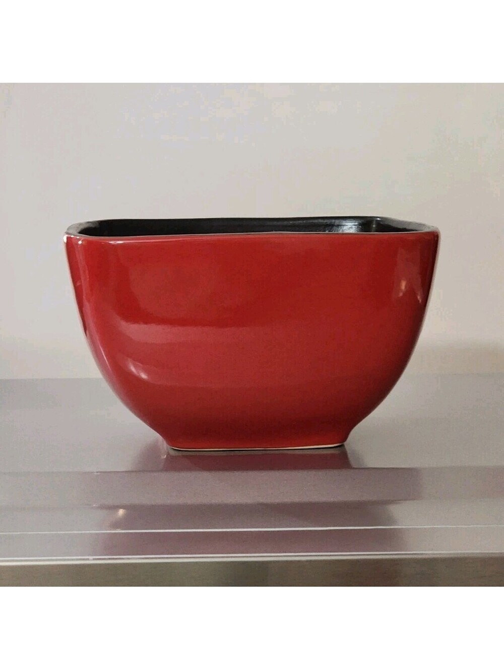 Home Trends Rave Red Square Ceramic Cereal Bowl Dishwasher Microwave Safe